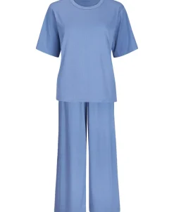 New Women's Rib Knit Tee & Pant PJ Set Women Sleepwear