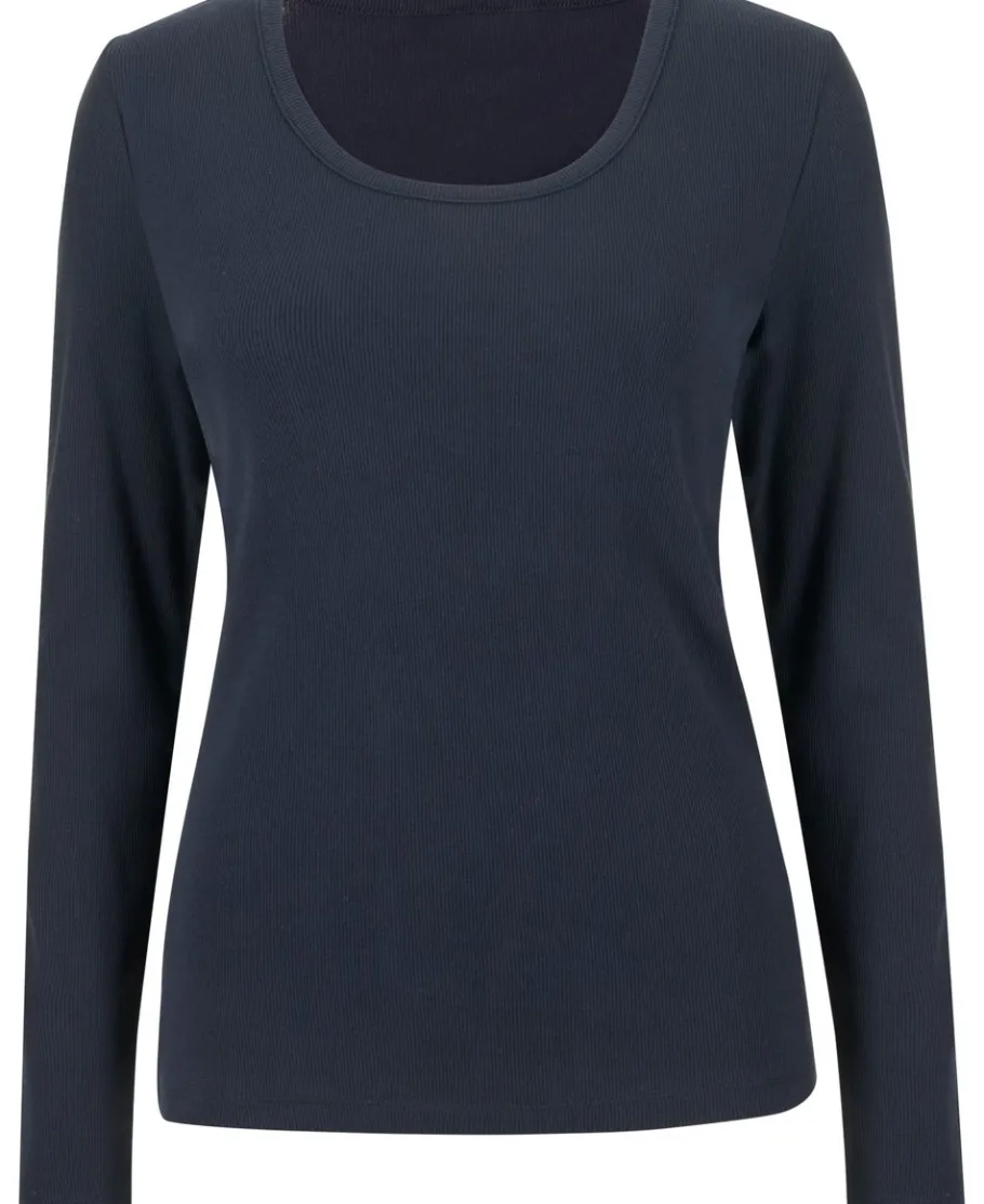 Online Women's Rib Long Sleeve Scoop Neck Top Women T-Shirts|Tops