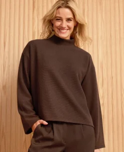 Discount Women's Rib Mockneck Top Women T-Shirts|Tops