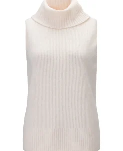 Fashion Women's Ribbed Roll Neck Knit Vest Women Knitwear