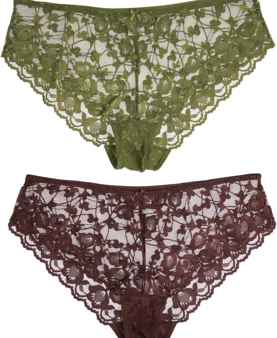 Discount Women's Ruby Fuller Figure 2 Pack Lace Bikini Briefs Women Lingerie|Womens Briefs