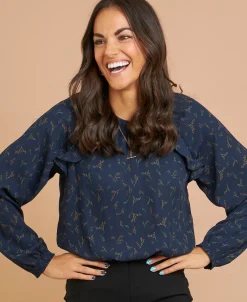 Discount Women's Ruffle Cuff Blouse Women Tops