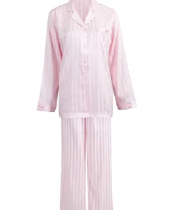 Clearance Women's Self Stripe Satin PJ Set Women Sleepwear