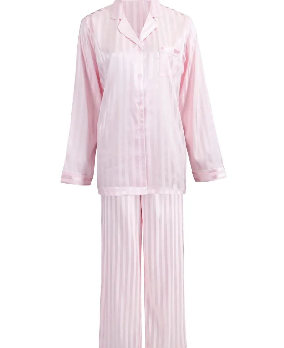 Clearance Women's Self Stripe Satin PJ Set Women Sleepwear