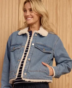 Best Women's Sherpa Lined Crop Denim Jacket Women Jackets & Coats|Activewear & Leisure