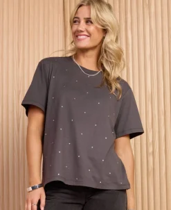 Clearance Women's Short Sleeve Stud Tee Women Tops