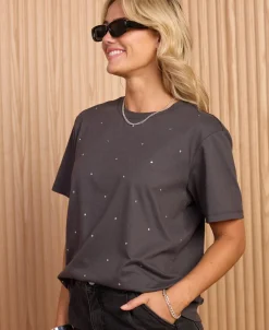 Clearance Women's Short Sleeve Stud Tee Women Tops