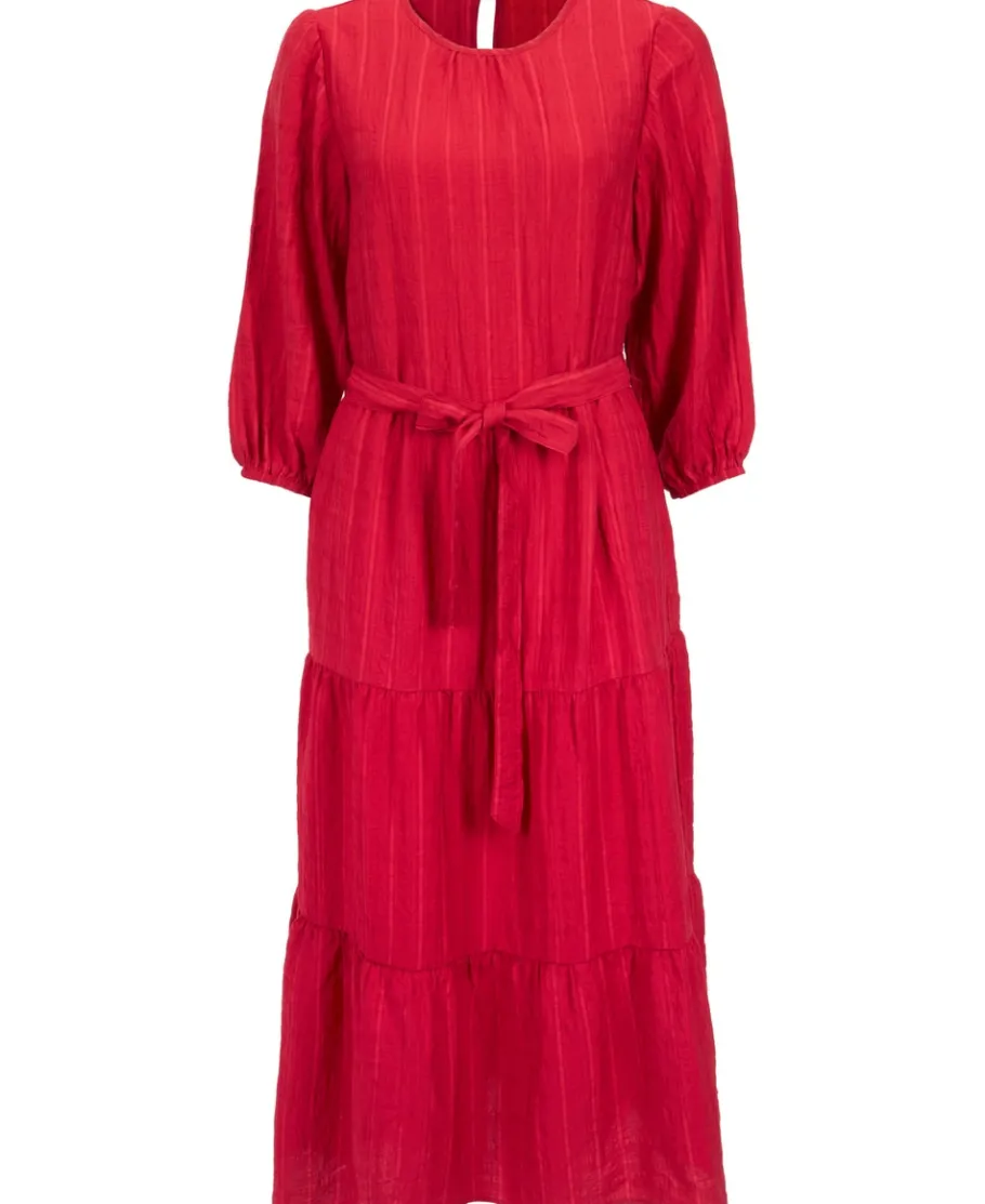 Hot Women's Textured Long Sleeve Tier Dress Women Dresses