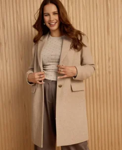 Discount Women's Textured Mid Length Coat Women Jackets & Coats