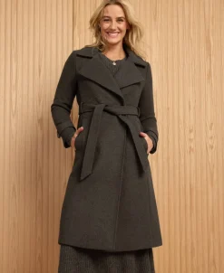 Clearance Women's Tie Waist Longline Coat Women Jackets & Coats