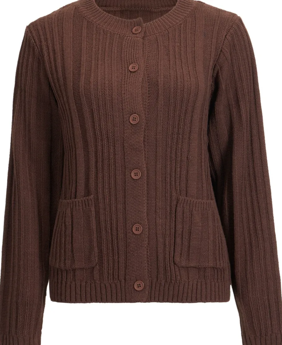 Hot Women's Variegated Rib Knit Cardigan Women Knitwear