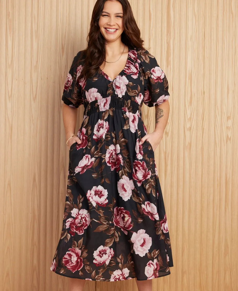 Fashion Women's V-Neck Floaty Midi Dress Women Dresses