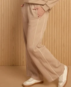 Hot Women's Wide Leg Piping Trackpants Women Sweats & Fleece|Pants & Leggings